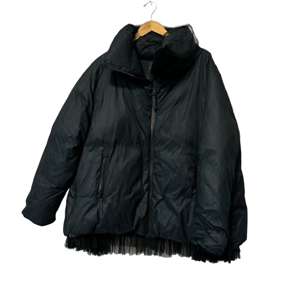 Rundholz Black Label Tulle Overlay Down Jacket Navy Oversized Puffer Coat Medium - Picture 4 of 15